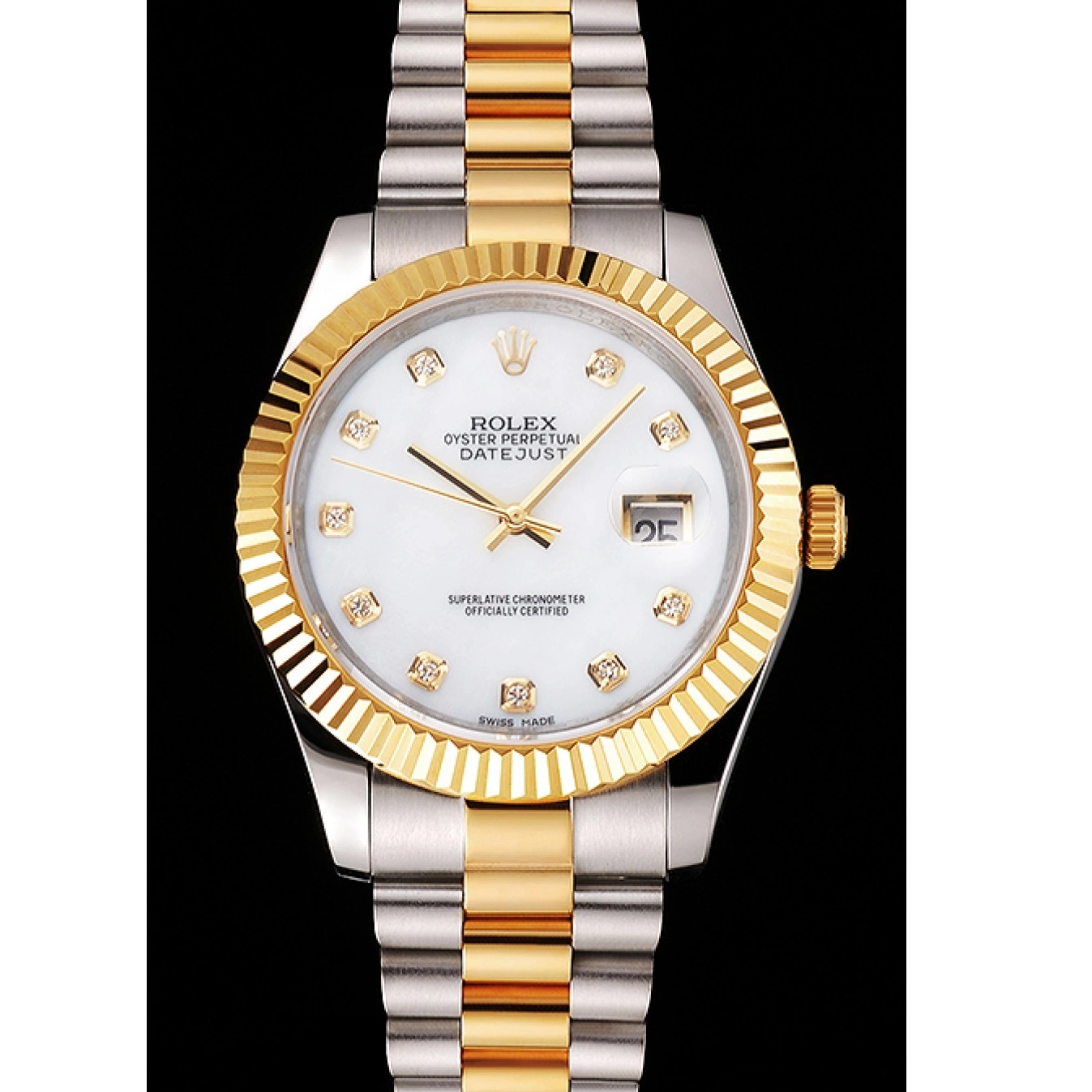 Good Copy Rolex Watches Dial Bracelet White Stainless Two Tone Diamond Bezel Datejust Swiss Gold Marks Case Hour Rolex Steel 0603